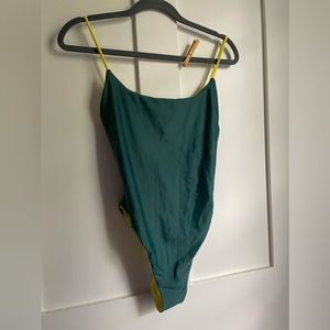 Madewell, dark green one piece swimsuit, size small